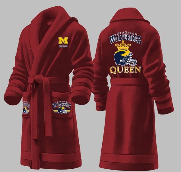 Custom Wolverines King Fleece Bathrobe 3