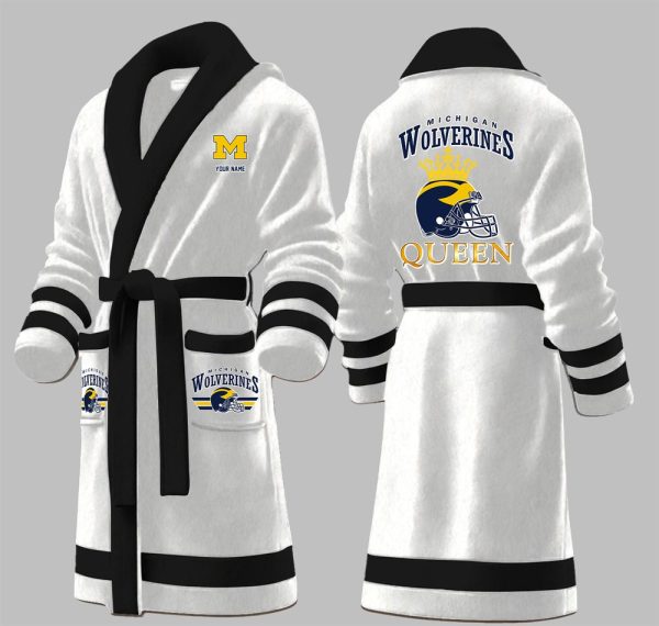 Custom Wolverines King Fleece Bathrobe 4
