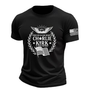 Men's Forever In Our Hearts A True Patriot Print short-sleeved T-shirt