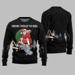 Dashing Through The Snow Skateboarding Santa Ugly Sweater 2025 Christmas