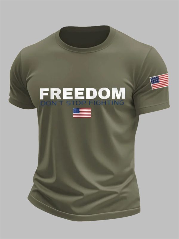 Mens Freedom Dont Stop Fighting RIP Charlie Kirk Tee 3