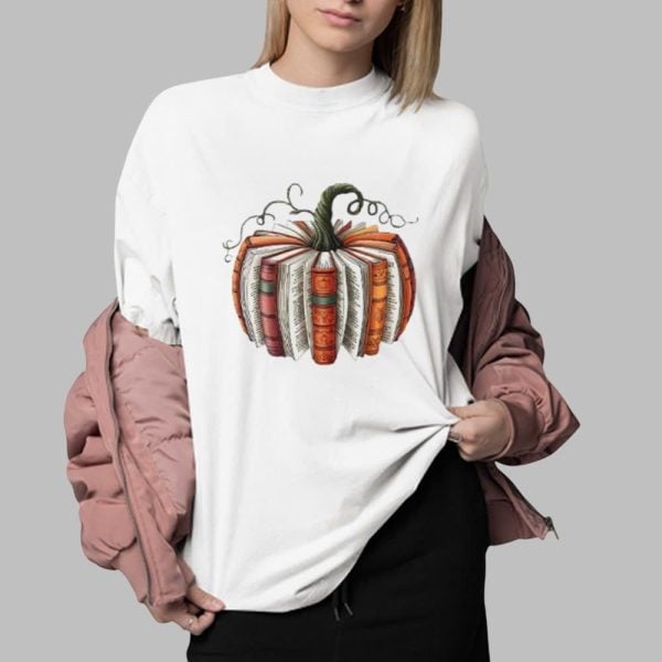 Fall Book Pumpkin Halloween Shirt 0 2