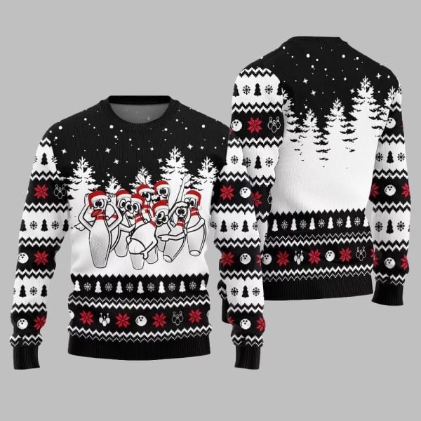 Funny Dancing Bowling Pins Ugly Sweater Christmas 2025 2