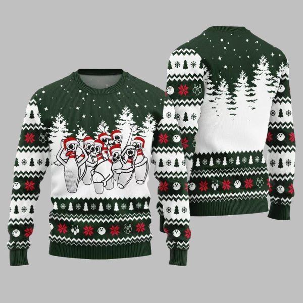 Funny Dancing Bowling Pins Ugly Sweater Christmas 2025 3