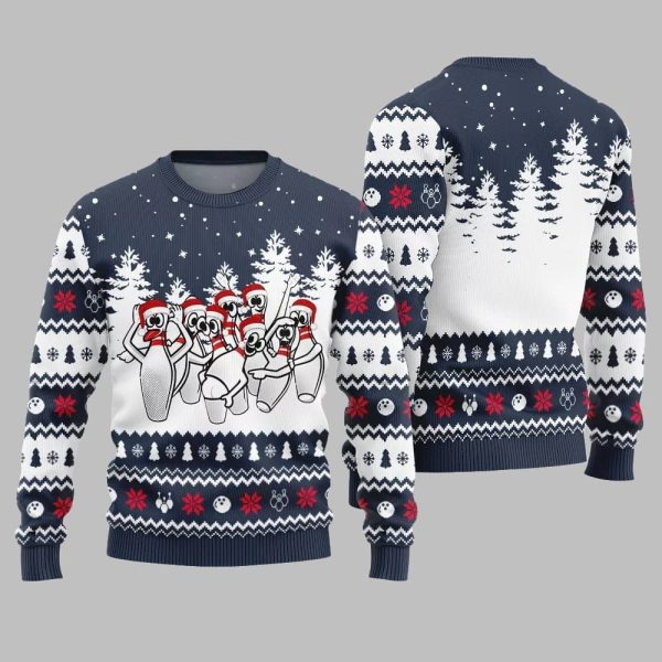 Funny Dancing Bowling Pins Ugly Sweater Christmas 2025 4