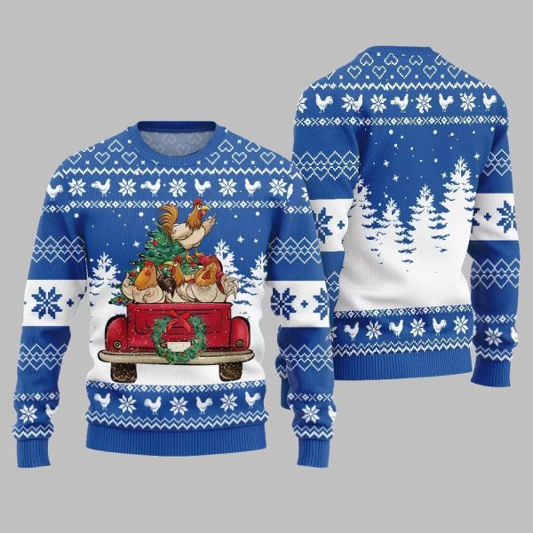 Funny Festive Chicken Ugly Sweater 2025 Christmas