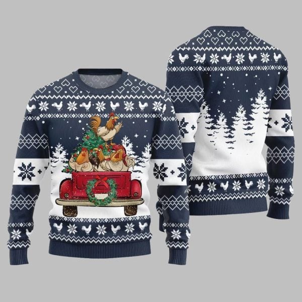 Funny Festive Chicken Ugly Sweater Christmas 2025 4