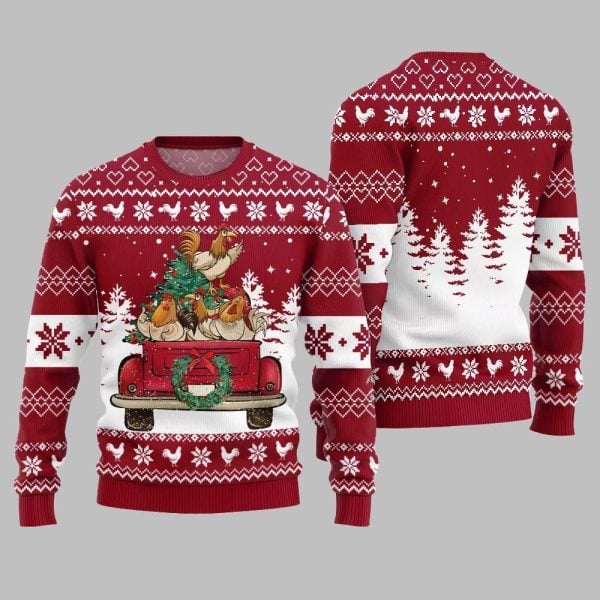 Funny Festive Chicken Ugly Sweater Christmas 2025 5