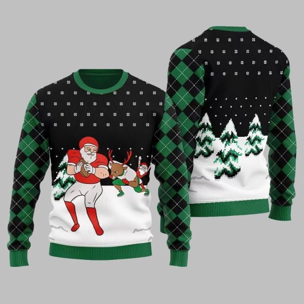 Funny Santa Football Ugly Sweater Christmas 2025 2