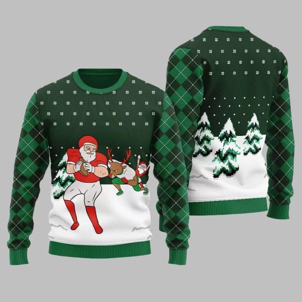 Funny Santa Football Ugly Sweater Christmas 2025 3