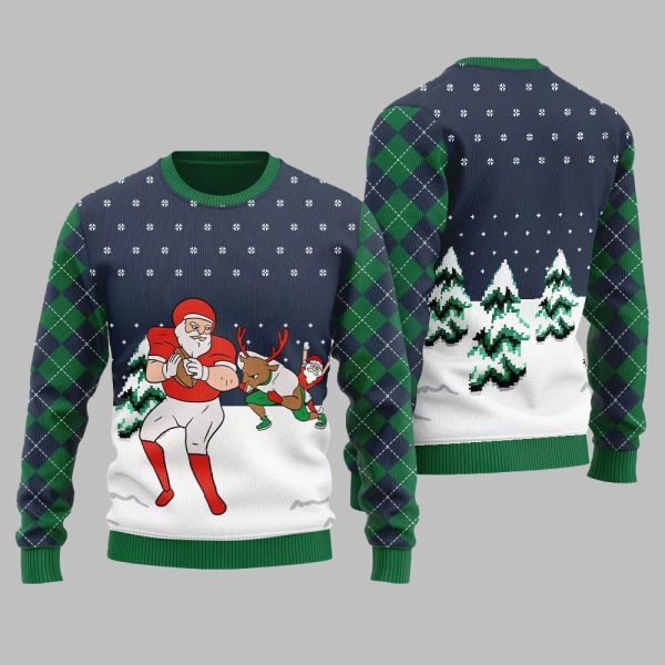 Funny Santa Football Ugly Sweater Christmas 2025 4