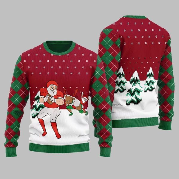 Funny Santa Football Ugly Sweater Christmas 2025 5