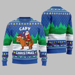 2025 Christmas Santa Capy Ugly Christmas Sweater 1