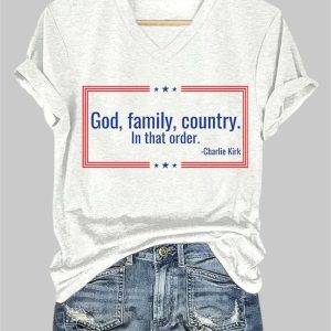 God Family Country In That Order Charlie Kirk Short-Sleeved T-Shirt