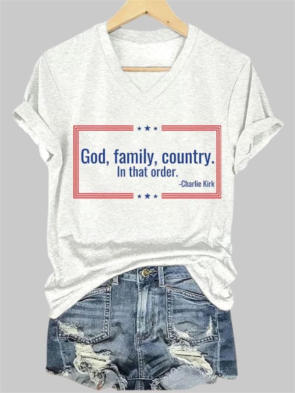 God Family Country In That Order Charlie Kirk Short-Sleeved T-Shirt