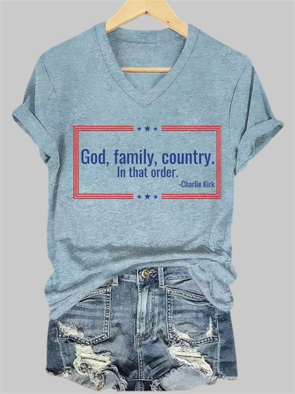 God Family Country In That Order Charlie Kirk Short Sleeved T Shirt 2