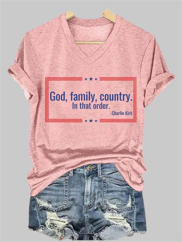 God Family Country In That Order Charlie Kirk Short Sleeved T Shirt 3