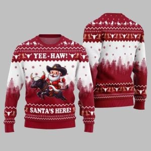 2025 Christmas Yee Haw Santas Here Ugly Christmas Sweater 1