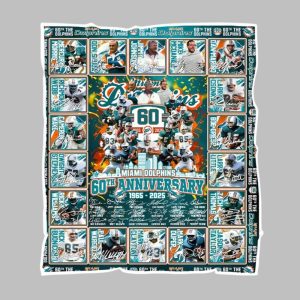 Miami Dolphins 60th Anniversary 1965 2024 Blanket 1 1