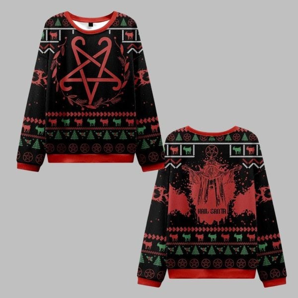 Hail Santa Occult Ugly Sweater 2025 Christmas 0