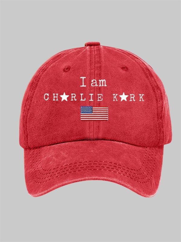 I Am Charlie Kirk Flag Print Hat 1