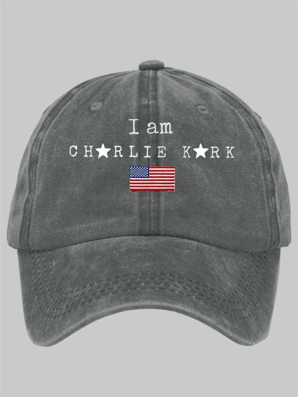 I Am Charlie Kirk Flag Print Hat 2