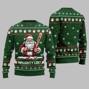 2025 Christmas Naughty List Santa Ugly Christmas Sweater 1