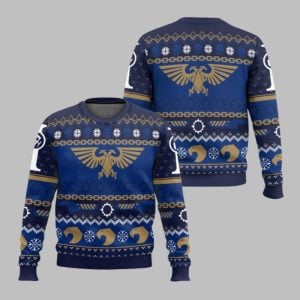 2025 Christmas Warhammer Icy Imperium Knitted Iconic Ugly Christmas Sweater 1 1