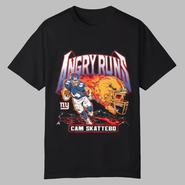 Kyle Brandt Angry Runs NY Giants Cam Skattebo Painting Shirt 0 0