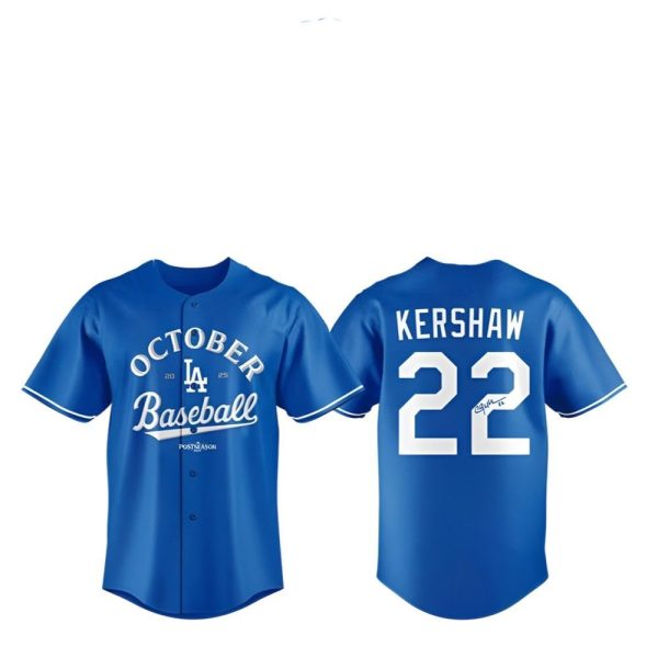 LA Dodgers Clayton Kershaw October Baseball 2024 Jersey 1 2