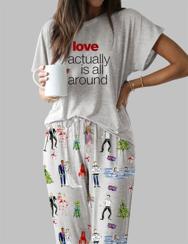 Love Actually Is All Around Christmas Casual Pajama Set 1