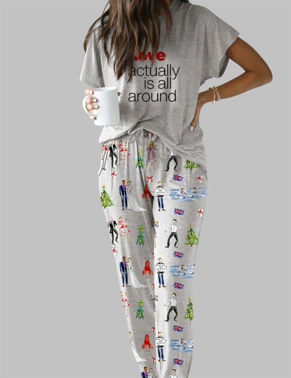 Love Actually Is All Around Christmas Casual Pajama Set 3