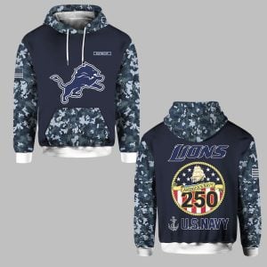 Lions US Navy 250th Birthday Celebration Night Game 2025 Hoodie 0