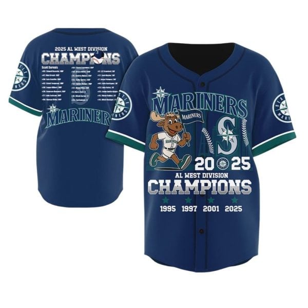 Mariners 2025 AL West Division Champions Jersey 1 2