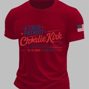 Mens A True Patriot Charlie Kirk Printed Casual T Shirt 1