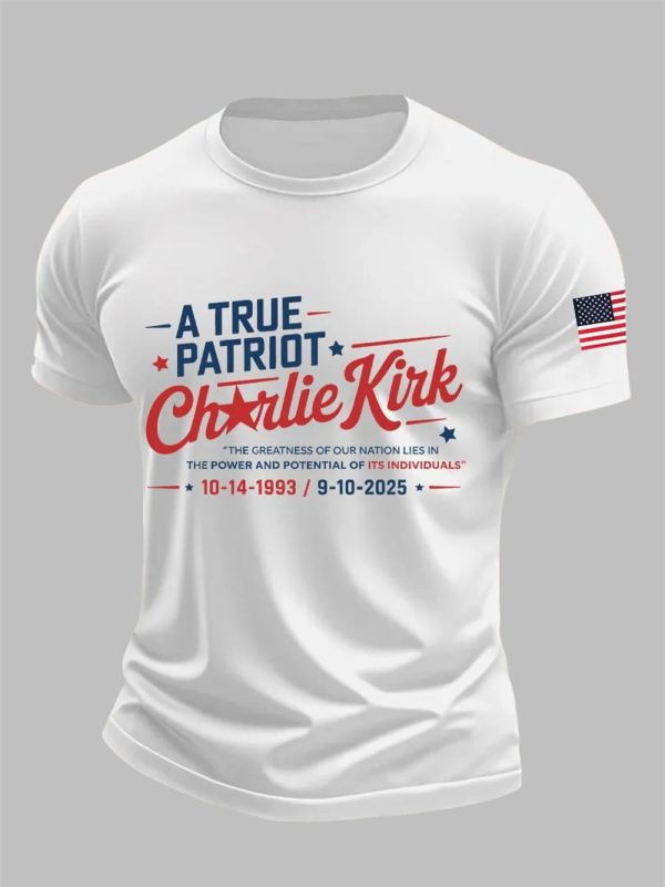 Men's A True Patriot Charlie Kirk Printed Casual T-Shirt