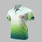 Men's AU Flag Business Style Printed Polo Shirt