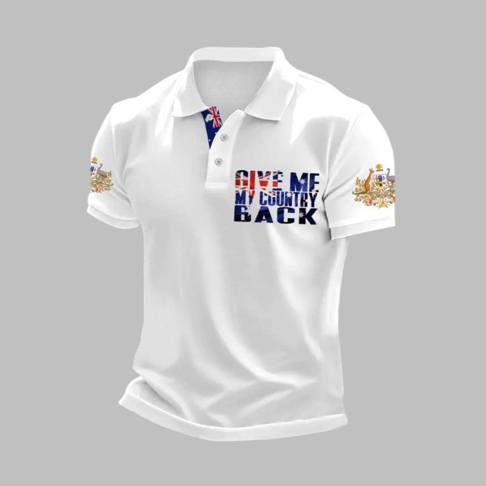 Men's AU Flag Immigration Give Me My Country Back Polo Shirt Men's AU Flag Immigration Give Me My Country Back Polo Shirt