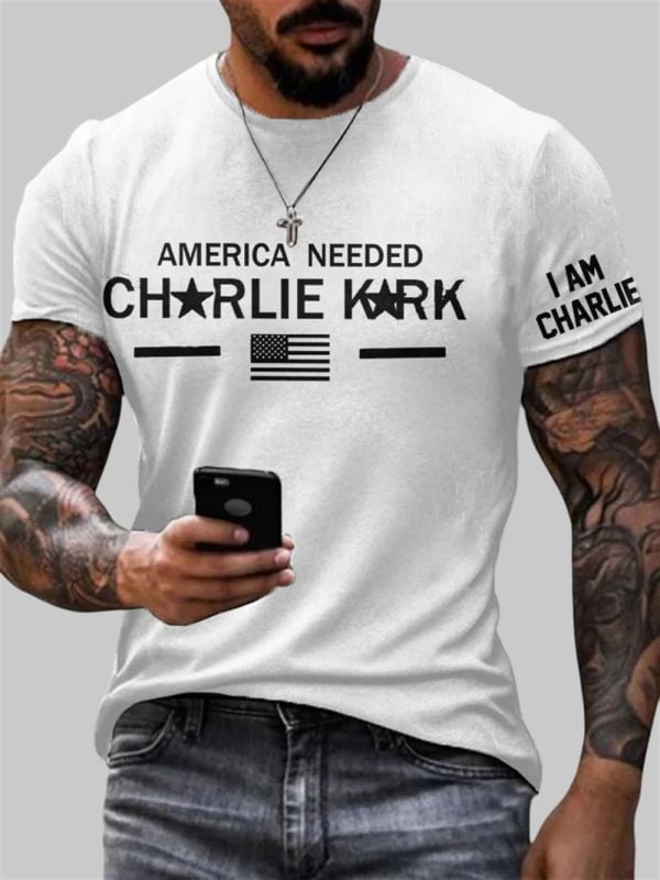 Mens America Needed Charlie Kirk I Am Charlie Printed T shirt 2