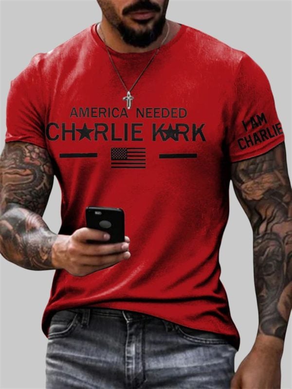 Mens America Needed Charlie Kirk I Am Charlie Printed T shirt 3