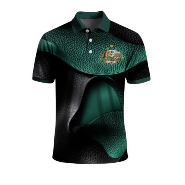 Mens Australian Kangaroo Textured Art Print Casual Business Polo Shirt 1 2