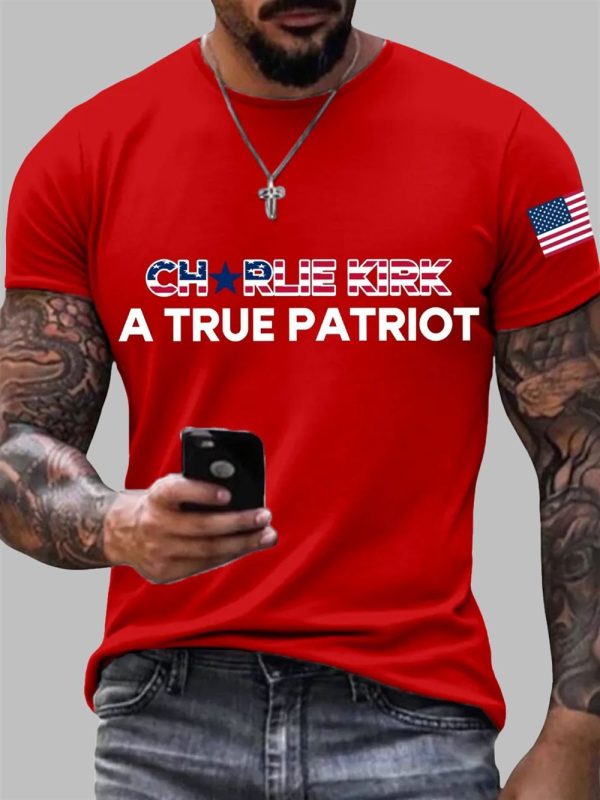 Men's Charlie Kirk A True Patriot Print T-shirt
