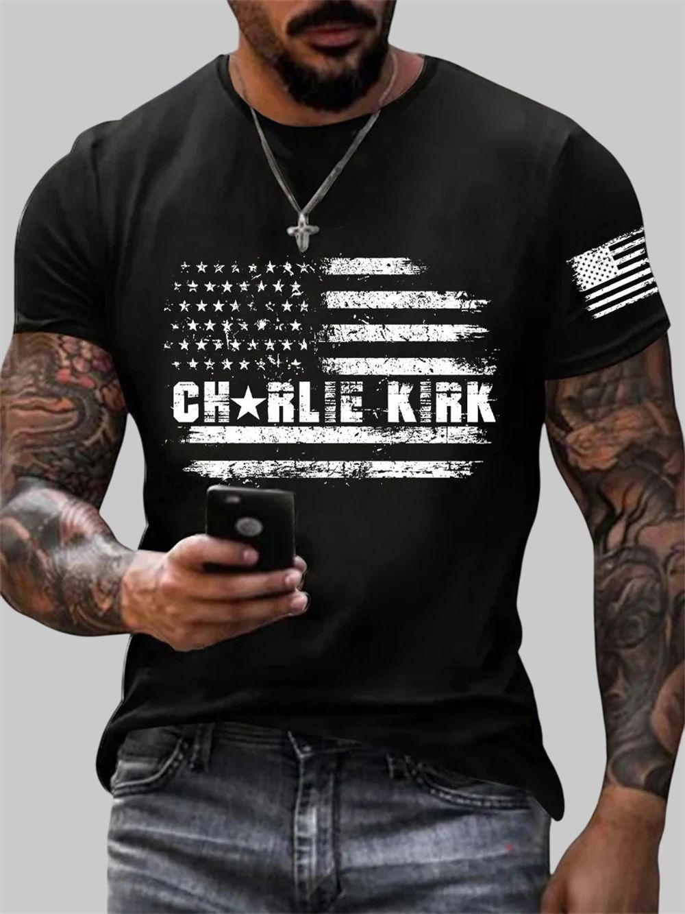 Men's Charlie Kirk A True Patriot Printed Casual T-Shirt 3 Mens Charlie Kirk A True Patriot Printed Casual T Shirt 3