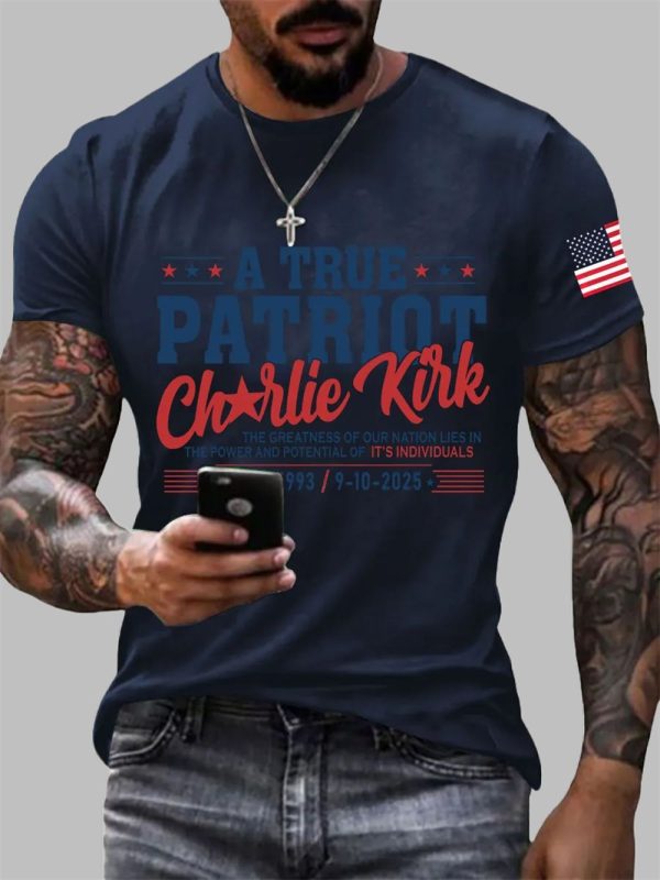 Mens Charlie Kirk A True Patriot Printed Casual T Shirt 5