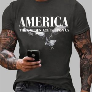 Men's Charlie Kirk America The Golden Age Is Upon Us Print T-shirt