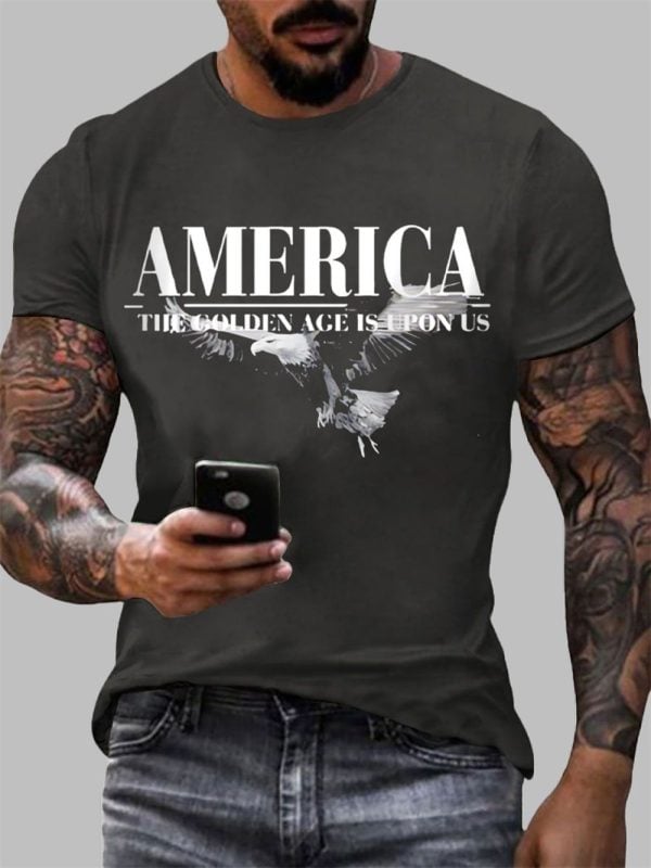 Men's Charlie Kirk America The Golden Age Is Upon Us Print T-shirt