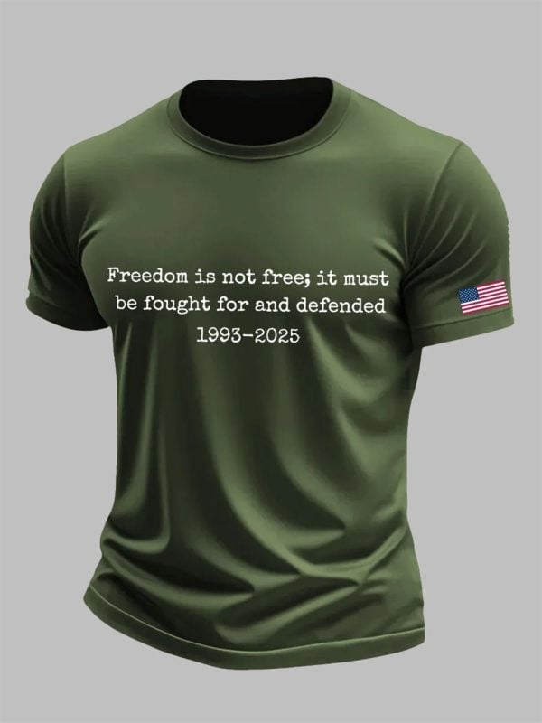 Mens Charlie Kirk Freedom Is Not Free It Must Be Fought For And Defended Print T Shirt 4