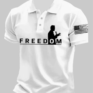 Men's Charlie Kirk Freedom Print Polo Shirt