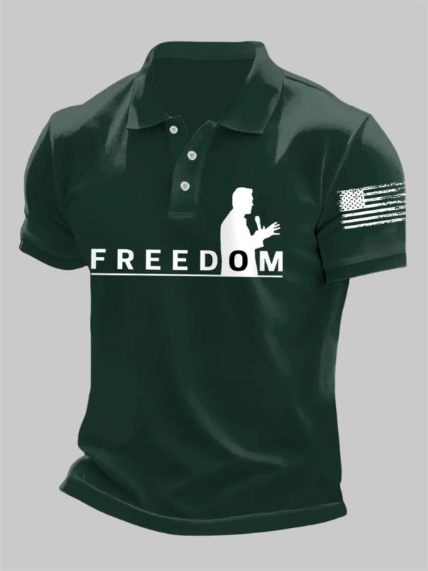 Mens Charlie Kirk Freedom Print Polo Shirt 2