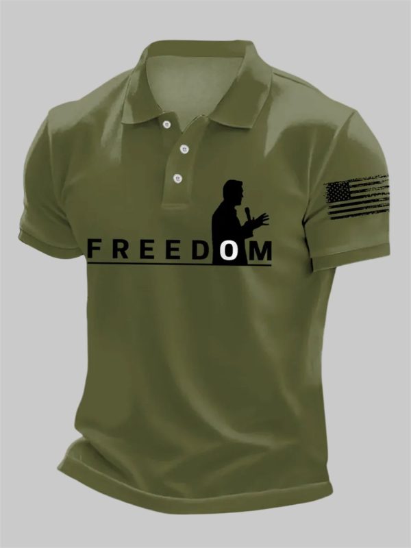Mens Charlie Kirk Freedom Print Polo Shirt 3